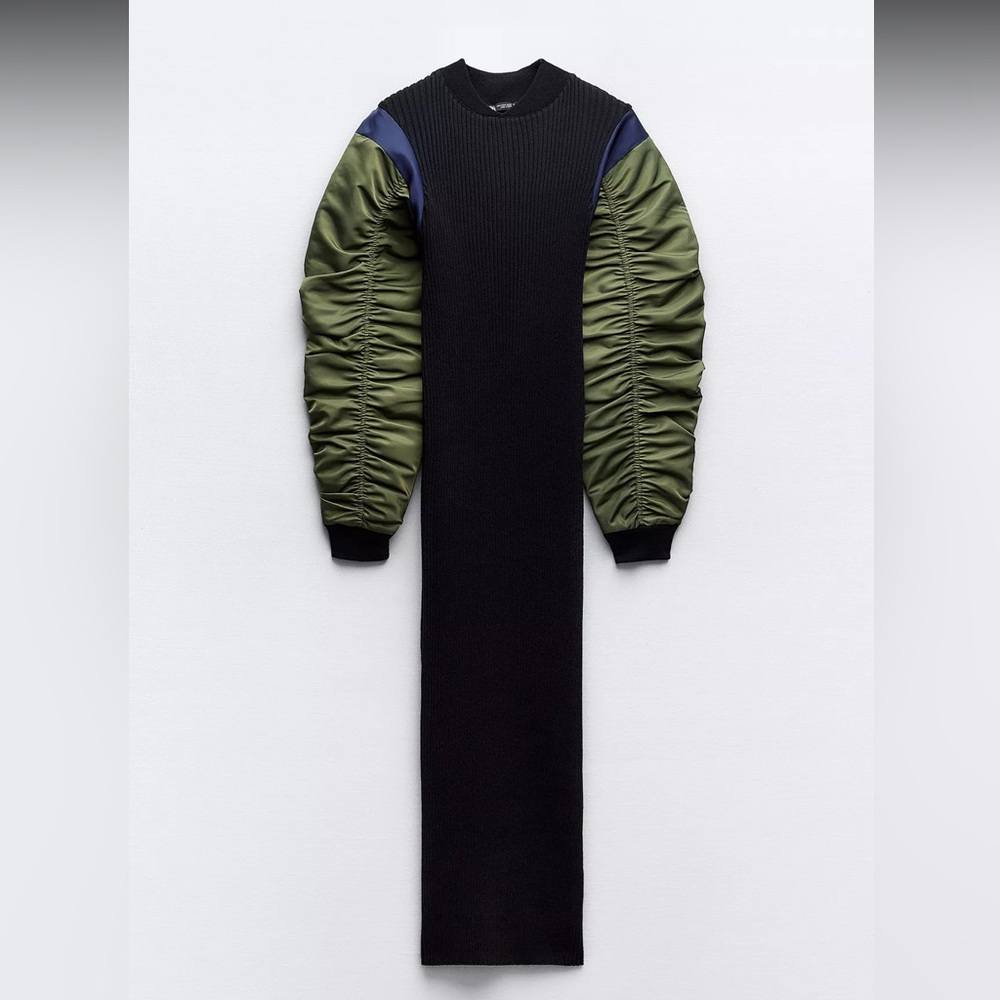 ZARA- Mixed nylon midi dress